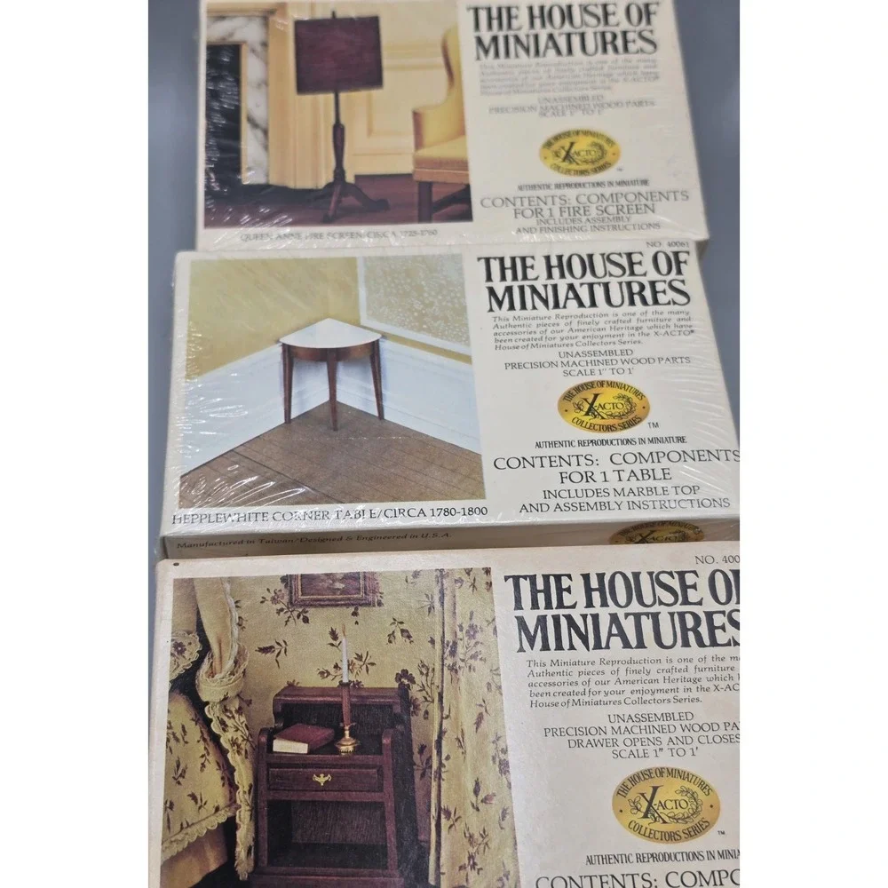 Vintage X-Acto House of Miniatures Wood Furniture Kits Lot of 3 1:12 Scale
